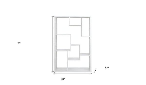 Homeroots 75" White Composite Zig Zag Multi Tier Bookcase   486288