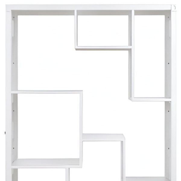Homeroots 75" White Composite Zig Zag Multi Tier Bookcase   486288