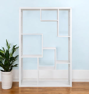 Homeroots 75" White Composite Zig Zag Multi Tier Bookcase   486288