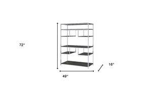 HomeRoots Gray Seven-Tier Geometric Metal Bookcase - Modern Open-Frame Design for Stylish Storage & Display 486295
