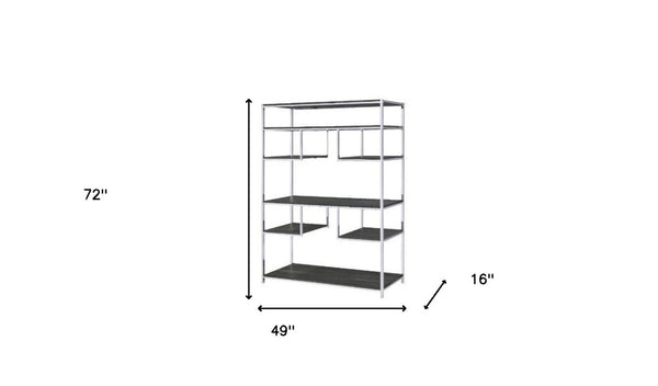 HomeRoots Gray Seven-Tier Geometric Metal Bookcase - Modern Open-Frame Design for Stylish Storage & Display 486295