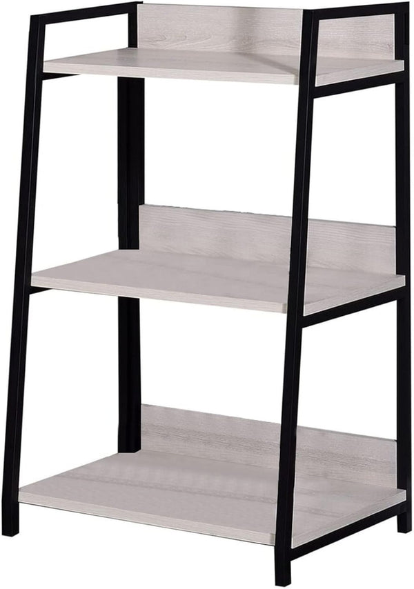 HomeRoots 37" Stylish Three-Tier Ladder Bookcase with Natural Wood & Black Metal Frame for Modern Spaces 486297