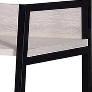 HomeRoots 37" Stylish Three-Tier Ladder Bookcase with Natural Wood & Black Metal Frame for Modern Spaces 486297