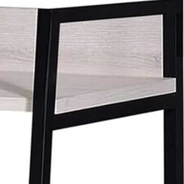 HomeRoots 37" Stylish Three-Tier Ladder Bookcase with Natural Wood & Black Metal Frame for Modern Spaces 486297