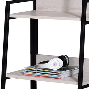 HomeRoots 37" Stylish Three-Tier Ladder Bookcase with Natural Wood & Black Metal Frame for Modern Spaces 486297