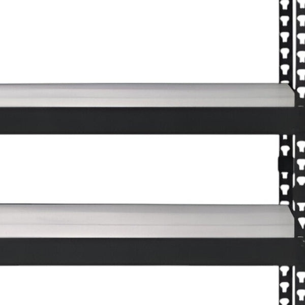 HomeRoots 48" Black and Natural Metal Wood Bookcase - Adjustable Four-Tier Industrial Shelving for Any Space 486305