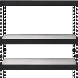 HomeRoots 48" Black and Natural Metal Wood Bookcase - Adjustable Four-Tier Industrial Shelving for Any Space 486305