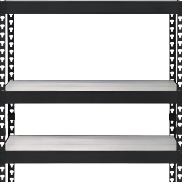 HomeRoots 48" Black and Natural Metal Wood Bookcase - Adjustable Four-Tier Industrial Shelving for Any Space 486305