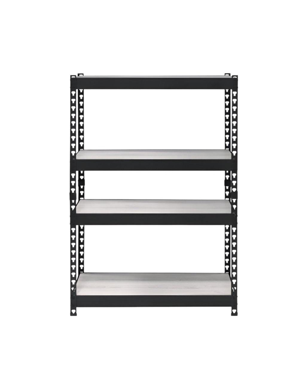HomeRoots 48" Black and Natural Metal Wood Bookcase - Adjustable Four-Tier Industrial Shelving for Any Space 486305