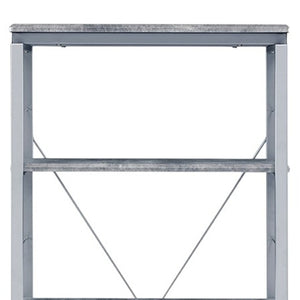 HomeRoots 54" Modern Gray and Silver Metal Wood Etagere Bookcase – Stylish Four-Tier Storage Solution for Any Room 486307