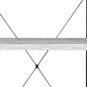 HomeRoots 43" Industrial-Style Antiqued White Wood and Black Metal Four-Tier Etagere Bookcase for Storage 486309