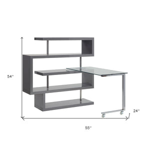 Homeroots 55" Gray L Shape Writing Desk   486313