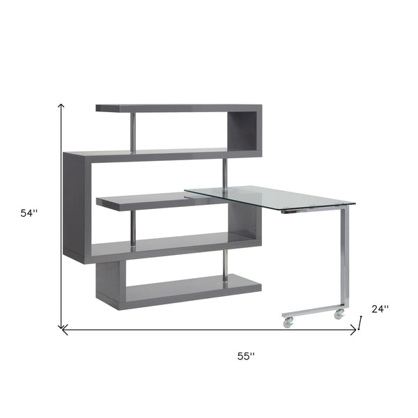Homeroots 55" Gray L Shape Writing Desk   486313