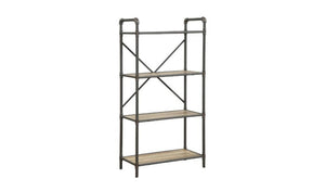 HomeRoots 49" Gray Brown Metal Four-Tier Etagere - Stylish Industrial Bookcase for Modern Rustic Spaces 486318