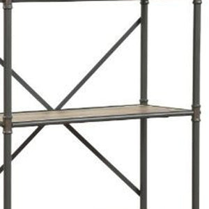 HomeRoots 49" Gray Brown Metal Four-Tier Etagere - Stylish Industrial Bookcase for Modern Rustic Spaces 486318