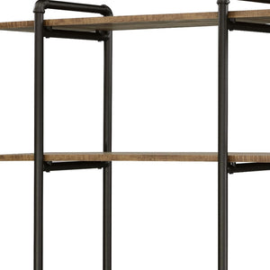HomeRoots 73" Industrial Brown and Black Metal Etagere Bookcase - Five Tier Rustic Storage for Any Space 486323