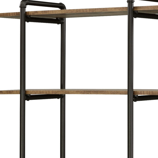HomeRoots 73" Industrial Brown and Black Metal Etagere Bookcase - Five Tier Rustic Storage for Any Space 486323
