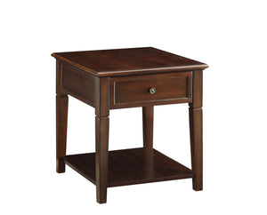 Homeroots 24" Walnut Manufactured Wood Rectangular End Table With Drawer And Shelf   486346