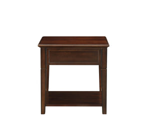Homeroots 24" Walnut Manufactured Wood Rectangular End Table With Drawer And Shelf   486346