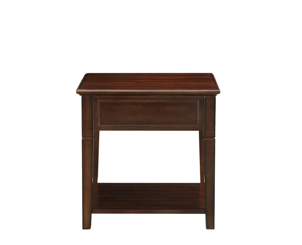 Homeroots 24" Walnut Manufactured Wood Rectangular End Table With Drawer And Shelf   486346