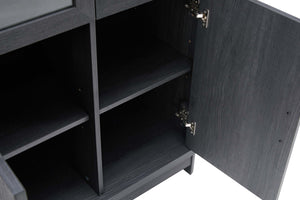 English Elm Jodie Elegant 31" Bookcase Cabinet with 6 Adjustable Shelves, Glass Display Doors & Metal Handles Charcoal grey B365P397894