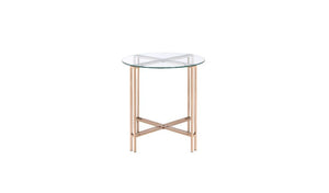 Homeroots 24" Champagne And Clear Glass And Metal Round End Table   486362