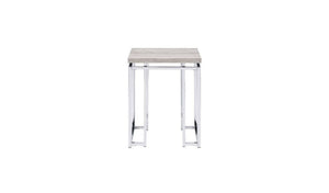 HomeRoots 24" Contemporary Chrome and Oak Square End Table – Stylish, Versatile Nightstand for Small Spaces 486390