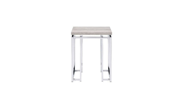 HomeRoots 24" Contemporary Chrome and Oak Square End Table – Stylish, Versatile Nightstand for Small Spaces 486390