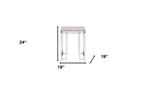 HomeRoots 24" Contemporary Chrome and Oak Square End Table – Stylish, Versatile Nightstand for Small Spaces 486390