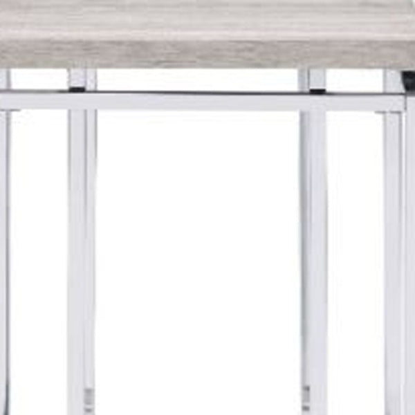 HomeRoots 24" Contemporary Chrome and Oak Square End Table – Stylish, Versatile Nightstand for Small Spaces 486390