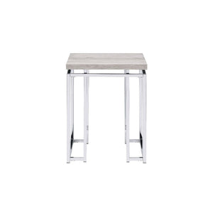 HomeRoots 24" Contemporary Chrome and Oak Square End Table – Stylish, Versatile Nightstand for Small Spaces 486390