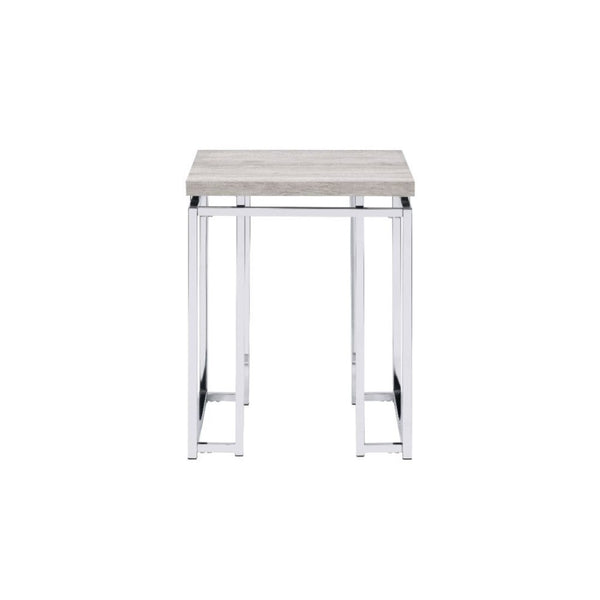 HomeRoots 24" Contemporary Chrome and Oak Square End Table – Stylish, Versatile Nightstand for Small Spaces 486390