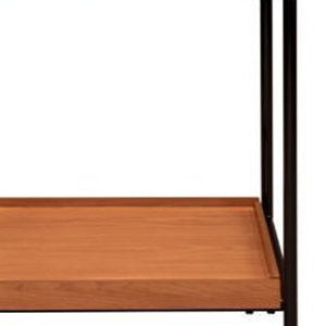 Homeroots 24" Black And Honey Oak Wood And Metal Square End Table With Shelf   486391