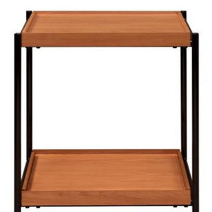 Homeroots 24" Black And Honey Oak Wood And Metal Square End Table With Shelf   486391