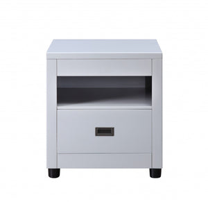 HomeRoots 24" Dove Gray Square End Table – Modern Farmhouse Style with Drawer & Shelf for Versatile Storage 486397