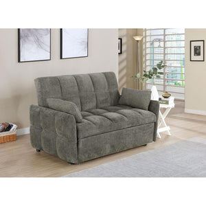 English Elm Alvara Dark Grey Tufted Sleeper Sofa Bed with 1" Memory Foam Topper, Compact Pull-Out Comfort B062P357830