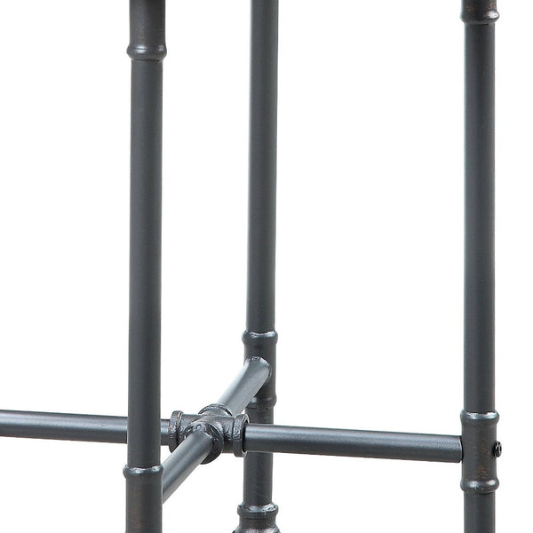 Homeroots 24" Sandy Gray And Clear Glass And Metal Round End Table   486410