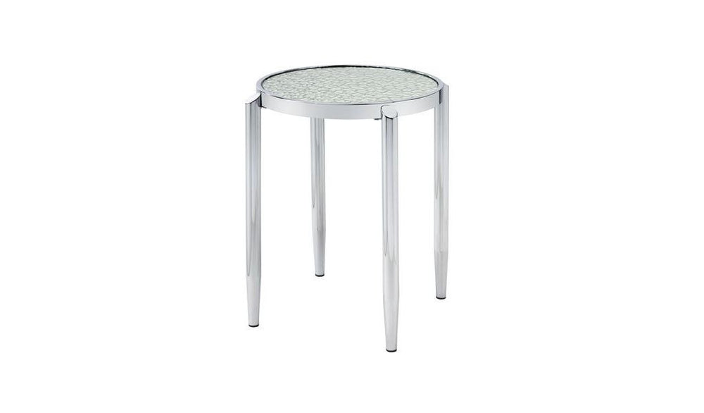 Homeroots 25" Silver Mirrored And Metal Round End Table   486411