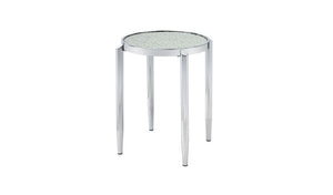 Homeroots 25" Silver Mirrored And Metal Round End Table   486411