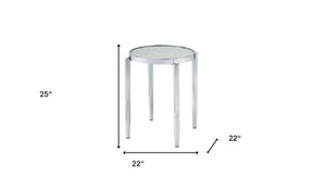 Homeroots 25" Silver Mirrored And Metal Round End Table   486411