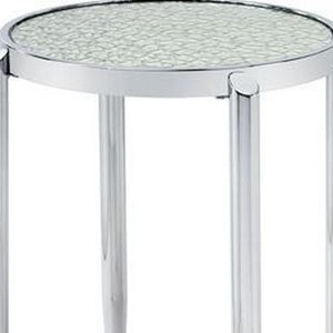 Homeroots 25" Silver Mirrored And Metal Round End Table   486411