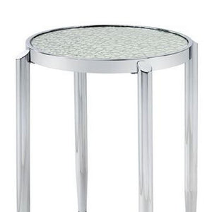Homeroots 25" Silver Mirrored And Metal Round End Table   486411