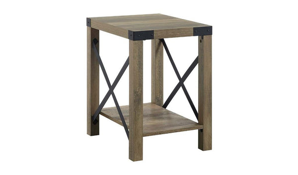 Homeroots 22" Rustic Oak Manufactured Wood Rectangular End Table With Shelf   486416