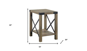 Homeroots 22" Rustic Oak Manufactured Wood Rectangular End Table With Shelf   486416
