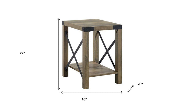 Homeroots 22" Rustic Oak Manufactured Wood Rectangular End Table With Shelf   486416