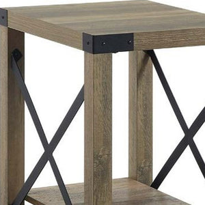 Homeroots 22" Rustic Oak Manufactured Wood Rectangular End Table With Shelf   486416