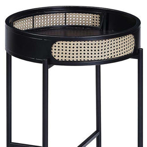 HomeRoots 24" Modern Black Melamine Round End Table with Removable Tray Top - Stylish & Multi-Functional Design 486417