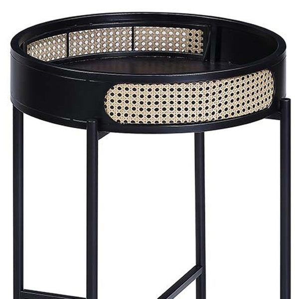 HomeRoots 24" Modern Black Melamine Round End Table with Removable Tray Top - Stylish & Multi-Functional Design 486417