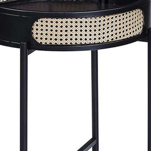 HomeRoots 24" Modern Black Melamine Round End Table with Removable Tray Top - Stylish & Multi-Functional Design 486417