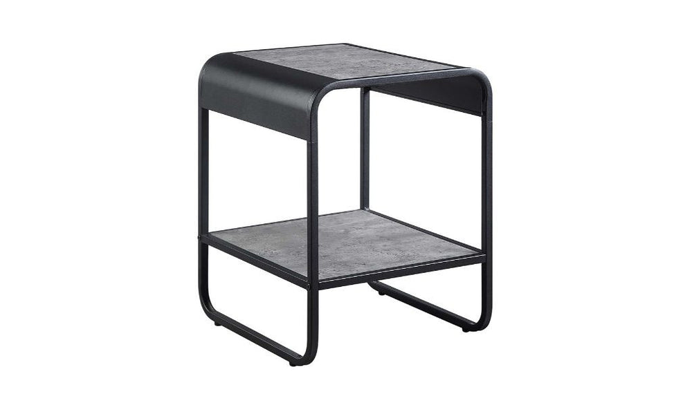 Homeroots 21" Black And Concrete Gray Manufactured Wood And Metal Rectangular End Table With Shelf   486419